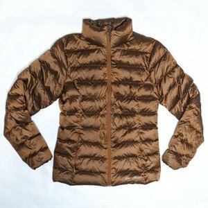 Eddie Bauer Ultralight EB650 Women's XS Goose Down Puffer Jacket Metallic Brown